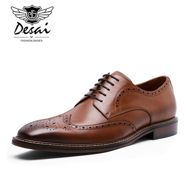 

desai new arrivals business dress genuine leather brock retro gentleman formal carved bullock shoes men dsa002 y200420, Black