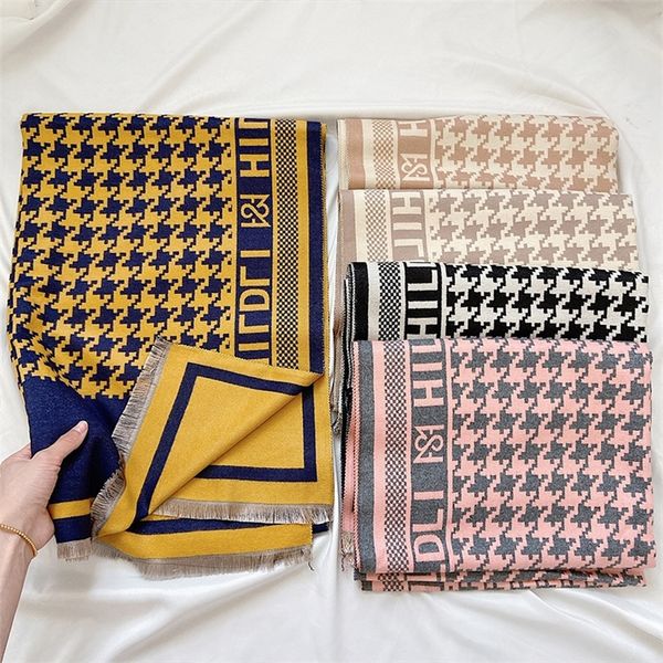 

62% off 2022 autumn and winter new scarves imitation cashmere thickened shawl air conditioning room thous lattice bib student long shawl sca, Blue;gray