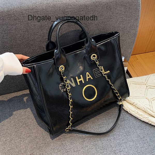 

women's brand luxury handbags beach bags designers ch metal letter badge tote evening bag small mini body leather handbag large female
