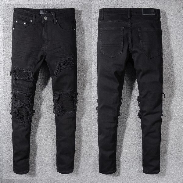 

mens jeans skinny fits denim black pant for guys man biker slim ripped distressed hip hop regular motorcycle fit street hawker trendy long s, Blue
