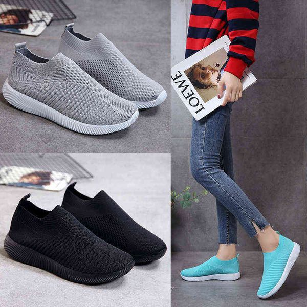 

dress shoes women sneakers running shoes classic casual elastic cloth sport shoes fashion solid color loafers 220714, Black