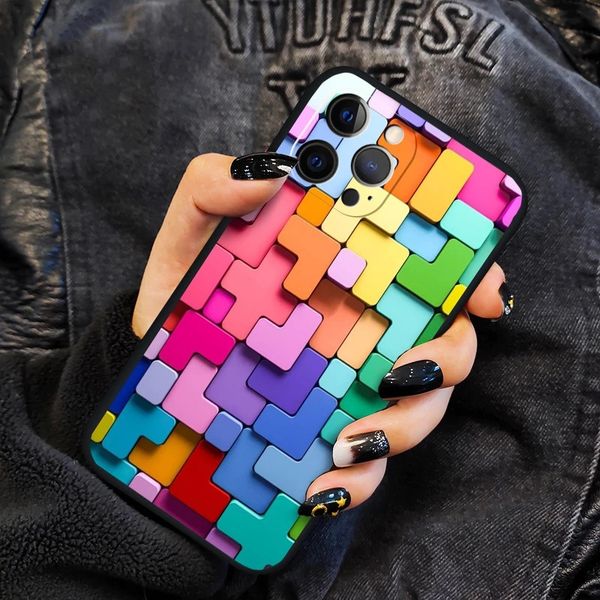 

cases for iphone 13 pro max 11 12 6s 7 8 plus xr xs se case 3d colorful block cover