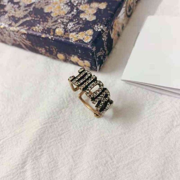 

fashion trend new ladies luxury brand designer wholesale d family dijia brass letter inlaid with diamond red seller, Silver