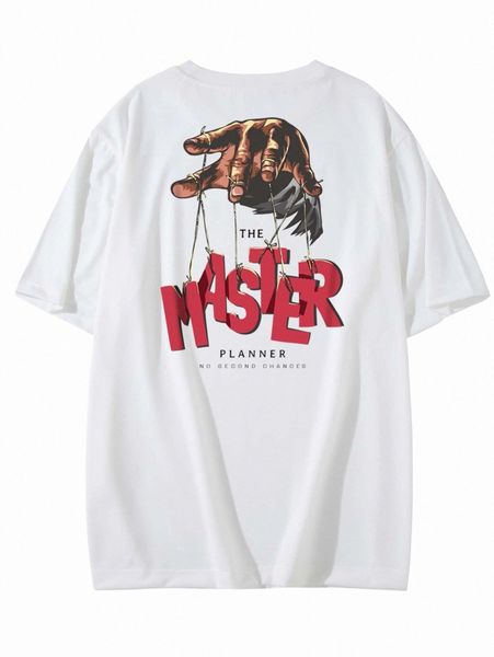 

men gesture & letter graphic tee 73bu#, White;black