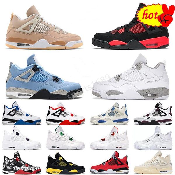 

boots mens womens basketball shoes 4s jumpman desert moss red thund, Black