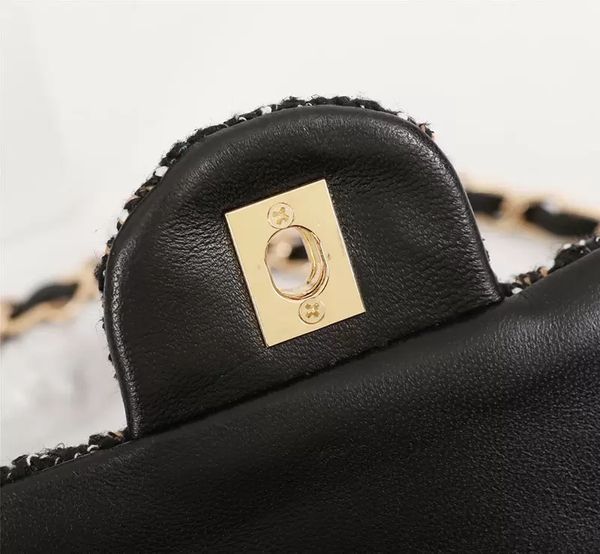 

toles bags wwb tweed double flap designer two-tone sequin large capacity gold hardware rectangular famous luxury clutch street