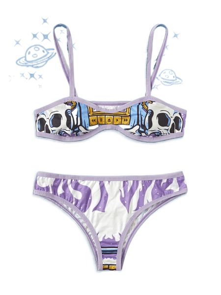 

romwe x welnust street life skull graphic contrast binding lingerie set r9dz#, Black;red