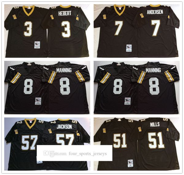 

ncaa 75th vintage football white 8 archie manning jersey stitched 57 rickey jackson 7 morten andersen 3 bobby hebert 51 sam mills jerseys co, Black;red