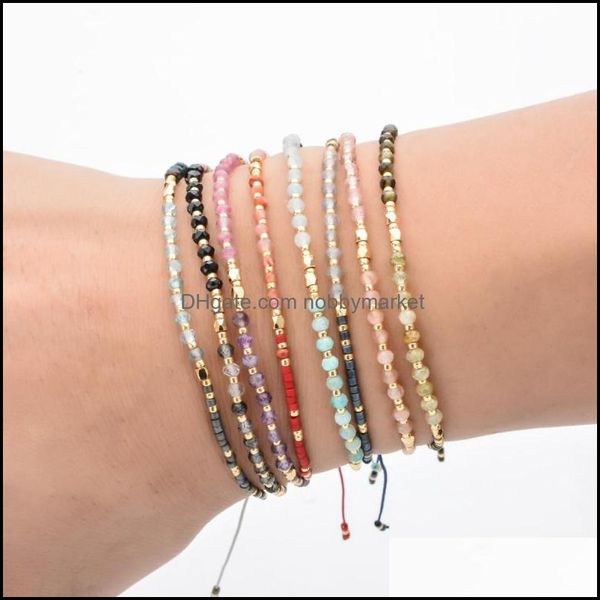 Perle di vetro giapponesi fili braccialetto di cristallo colore dell'arcobaleno gioielli da spiaggia estiva per le donne regalo consegna di goccia 2021 braccialetti di perline Dri6U