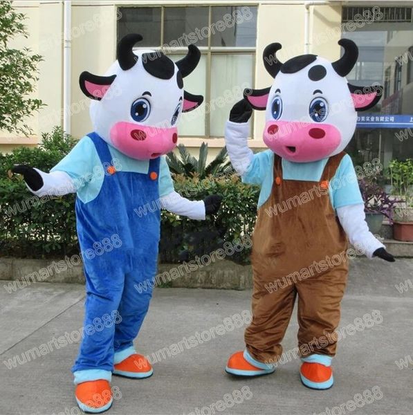 Halloween Dairy Cow Mascot Costume Cartoon Tema Personagem Carnaval Festival Dresses Fantasia Tamanho dos Adultos Tamanho Xmas de Festa ao ar livre