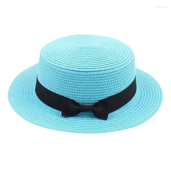 Chapéus largos femininos fedora para verão garotas meninos meninos infantis chapéu de palha de praia de praia de sol