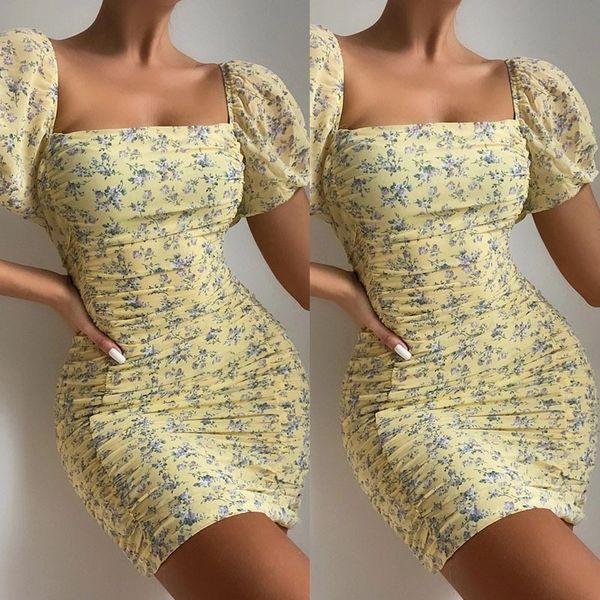 

casual dresses floral print ruched front lantern sleeve bodycon dress 69ky#, Black;gray