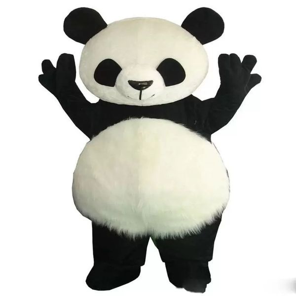 2022 Panda Apparel Maskottchen Kostüm Halloween Weihnachten Cartoon Charakter Outfits Anzug Werbung Broschüren Kleidung Karneval Unisex Erwachsene Outfit