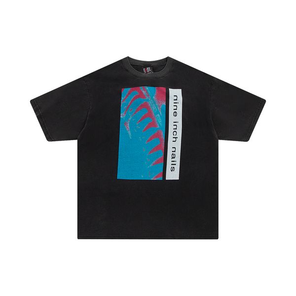 

washed high street casual vintage short sleeve men's plus tees and women's t-shirt, Black;brown