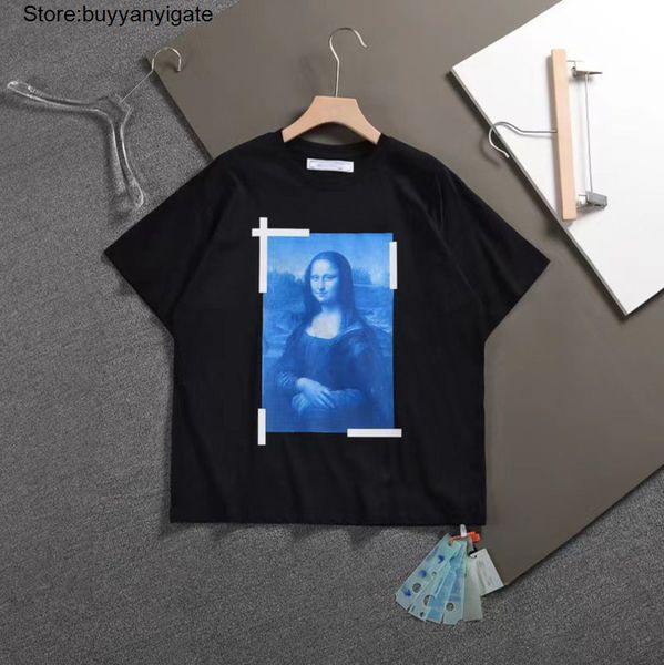 

mens fashion classic brand t shirts loose offs cotton men women t-shirt designers short sleeve letter oil paint tees black mha9, White;black