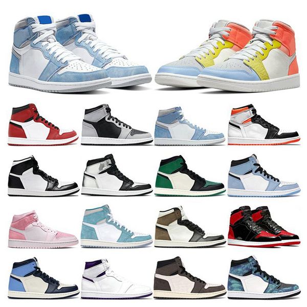 

jumpman 1 1s basketball shoes high og 1 basketball shoe 1 university of bordeaux blue dark mocha bred shadow unc twisted men women athletic, Black