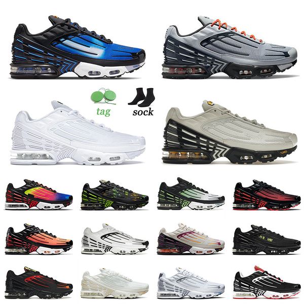 

2022 og cushion plus iii tn 3 running shoes black royal all white bordeaux rainbow bone black laser blue tiger men women sneakers athletic, White;red