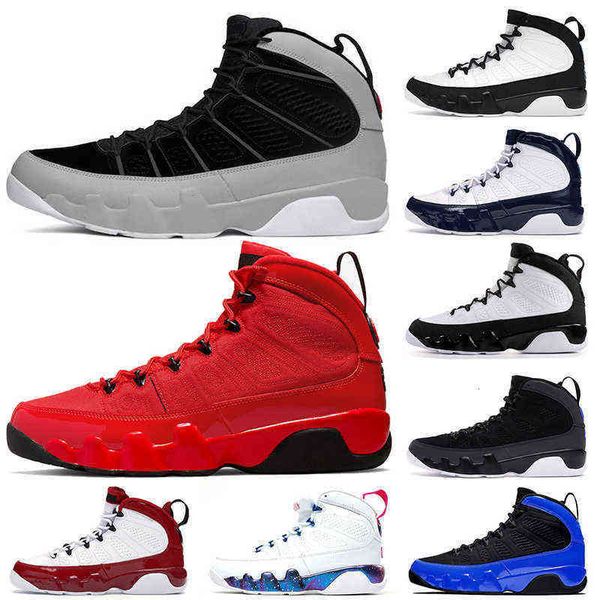 

design 9s bred mens basketball shoes particle grey space jace university blue chile red racer blue- reflective outdoor men sports tq8r, Black