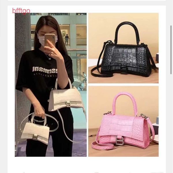 

designer balencaigs's handbags crocodile hourglass b-mark cowhide women's new summer fashion versatile hand one shoulder messenger