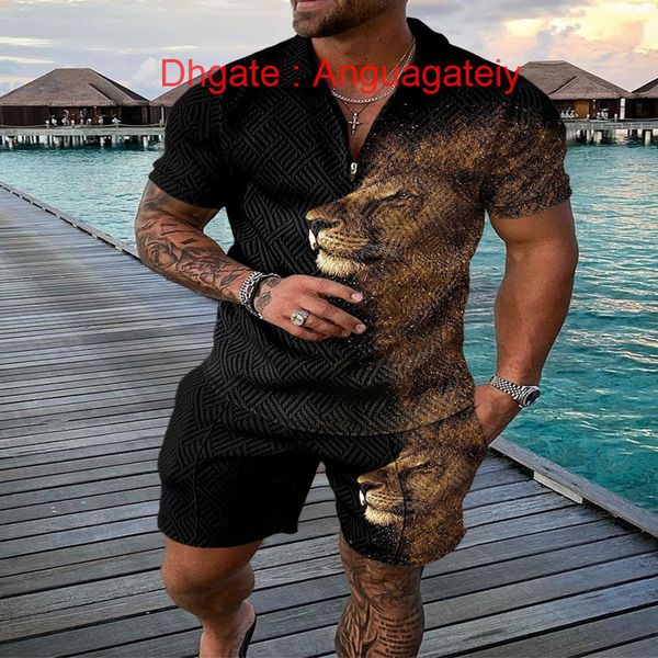 

fashion men's luxury tracksuits hawaii sets casual tshirt man print short sleeve shirts loose tracksuit men summer beach outfits 2 piec, Gray