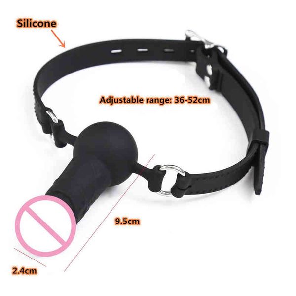 Nxy Sm Bondage Prodotti per adulti Silicone Dildo Gag Ball Bdsm Gear Bocca aperta Traspirante Imbracatura del sesso Giocattoli per le donne 220423