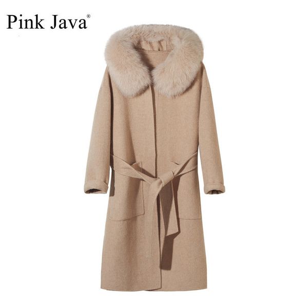 

pink java qc190552 arrival real fur collar wool coat carshmere size women fashion wholesale 201102, Black