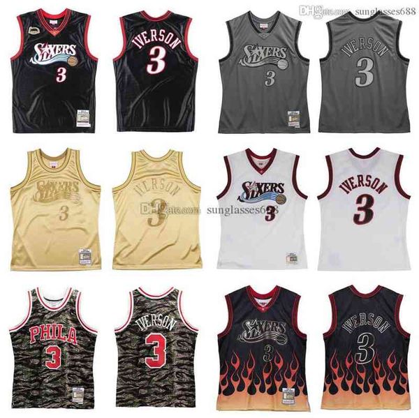 

stitched allen iverson jersey s-6xl mitchell & ness 2000-01 mesh hardwoods classics retro basketball jerseys men women youth, Black