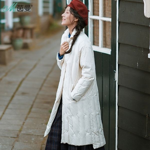 

long solid thick zipper full white duck down duck down coat y201026, Black