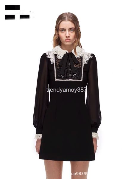 

casual dresses high end sp water-soluble lace stitching hand nailed bead sequin diamond studded temperament dress, Black;gray