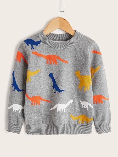

toddler boys cartoon dinosaur pattern sweater she01, Blue