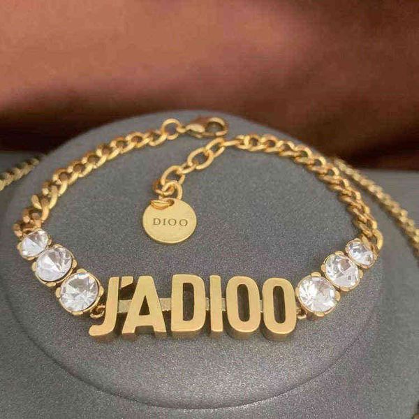

fine letter diamond inlaid necklace fashion personality temperament vintage women's bracelet, Black