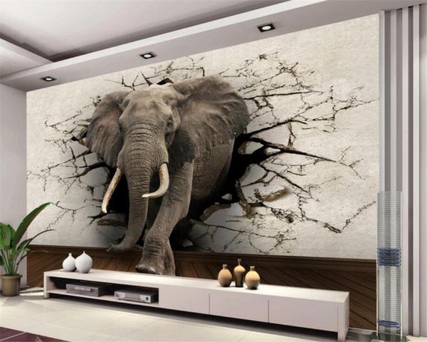 Обои 3D Обои Слон Слон Телевизор Стена Фон Гостиная Спальня для стен 3 D