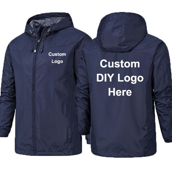 Spring Custom Men Jacket Diy Print com capuz de capuz Casaco de ventos à prova d'água outono aquático UNisex Outdoor Warm Sportswear 220614