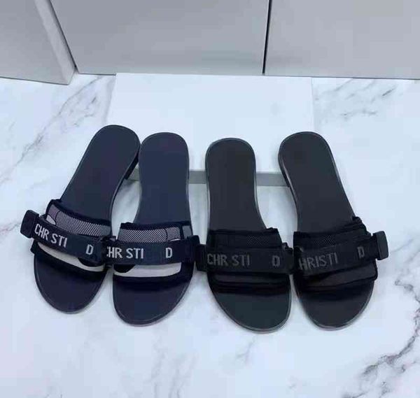 

sandals d home letter embroidered sandals flat bottom flip flops leisure fashion beach women's 7l03, Black