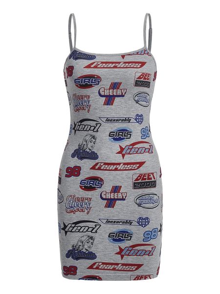 

letter & figure graphic bodycon dress 78va#, Black;gray