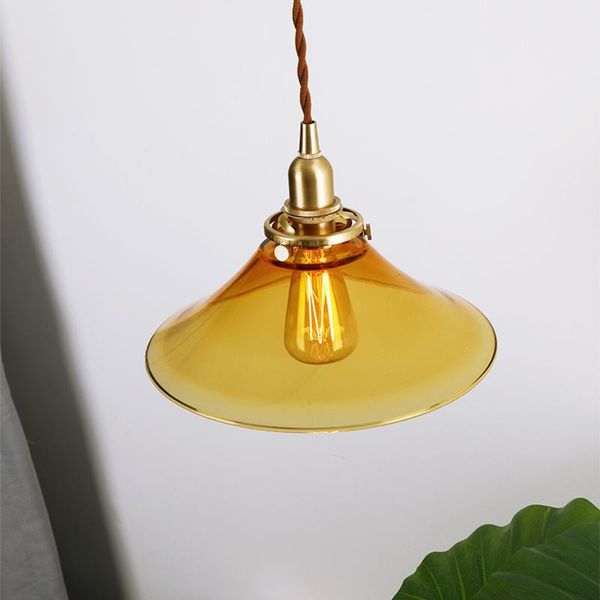 Pendelleuchten Vintage Glas Messing Lampe in Form einer Trompete Schlafzimmer Wohnzimmer InnenbeleuchtungPendelleuchte