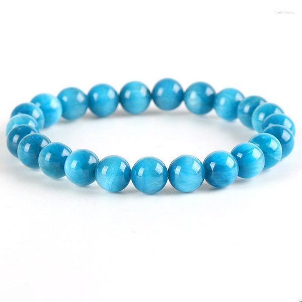 Fios de miçangas 7a Brasil Brasil Stone Apatita Bracelet Handmade Jóias Charm de Yoga Energia Homens Homens Men.