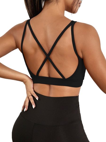 

crisscross backless sports bra y6xs#, Gray