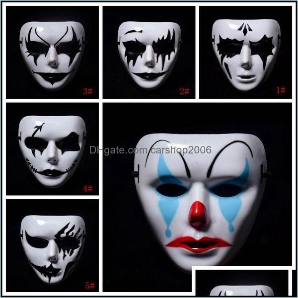 Maschere per feste Maschera per travestimento di Halloween Bianco Hip Hop Fl Face Spaventoso in plastica Dhozf