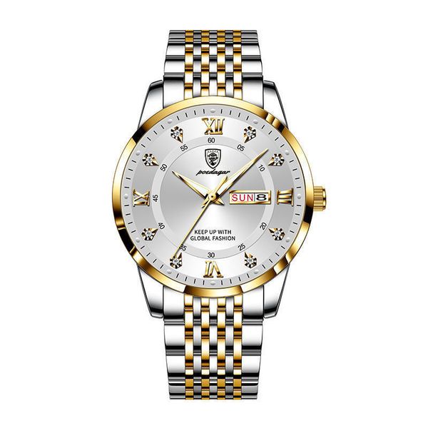 

berdegaard new men's watch waterproof luminous calendar korean quartz watch, Slivery;brown