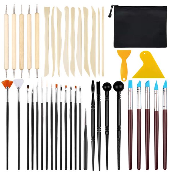 42pcs/Set Pottery Clay Sculpting Tools для моделирования скульптурных скульптурных скульптурных скульптур с корпусом хранения XBJK2207