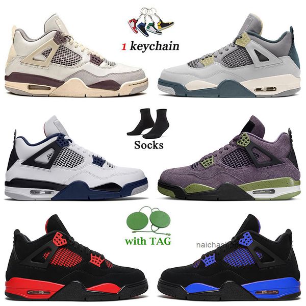 

outdoor sports mens basketball shoes with socks jumpman 4 4s craft midnight navy canyon purple white oreo black canvas blue thunder women