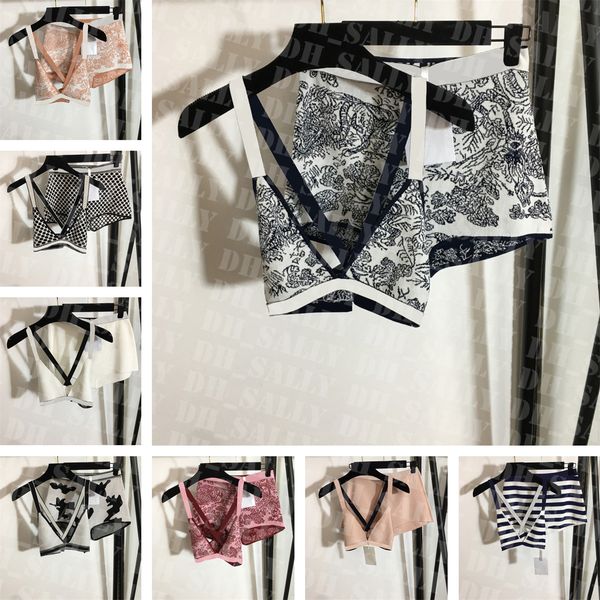 

ladies knitted swimsuit designer letter print swimwear fashion high waist bikini summer elastic bikinis set