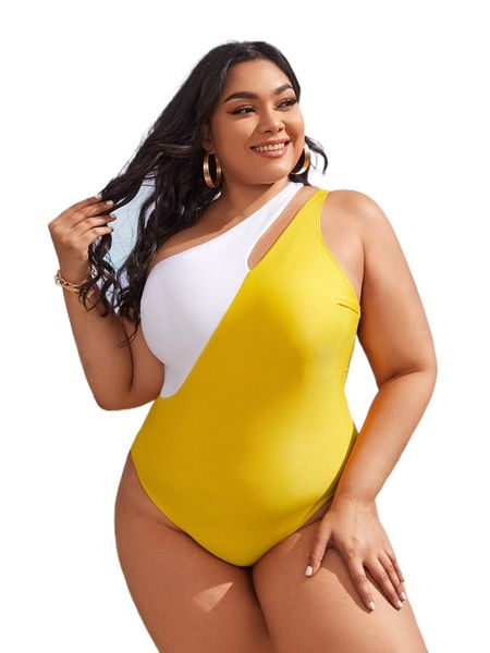 

plus colorblock one piece swimsuit k5wr#, White;black