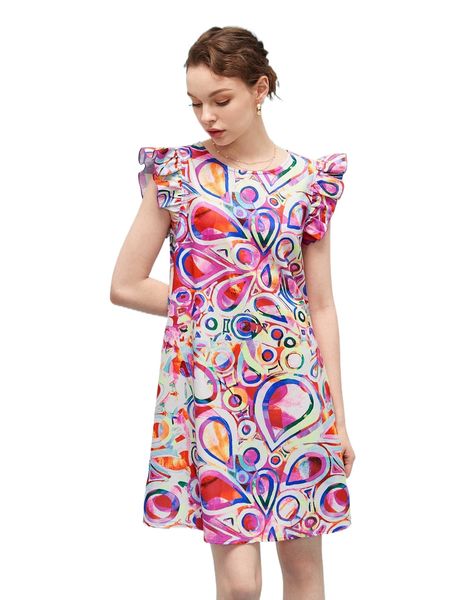 

x chanda redux geo print ruffle sleeve dress z7hz#, Black;gray