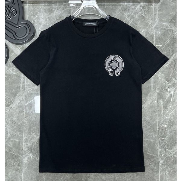 

luxury summer mens t shirts fashion ch brand man tees sanskrit letter t-shirt horseshoe flower cross short sleeve designer tshirts hip hop s, White;black