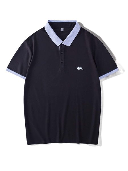 

extended sizes men animal print contrast trim polo shirt 43li#, White;black