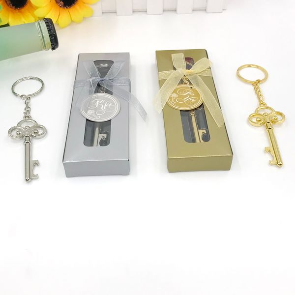 50pcs elegantes casamentos favorecem a chave da minha coleção de coração Gold/Silver Metal Key Chain Chain Portable Keychain Bottle Abridor de Gives de Party Gift Party para convidado