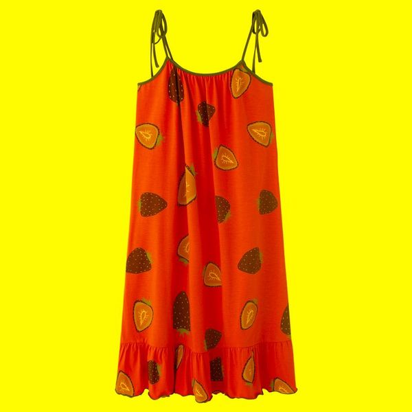 Mulheres de sono feminino Strawberry PRIM Sleepshirts Full Pure Cotton Women Lovely Home Dress Sling Summer Nightgowns M L XL XXL xxxl 4xlwomen's