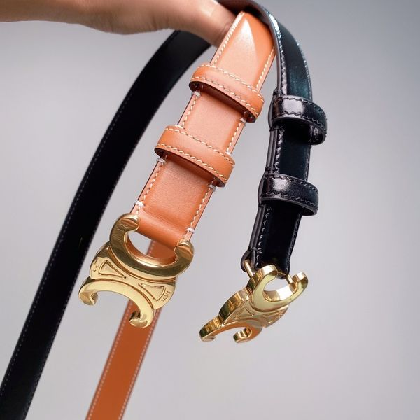 

saijia classic arc de triomphe women's belt 2.5 wide head leather copper buckle fashion, Black;brown